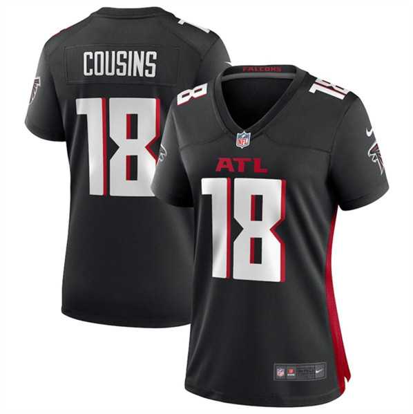Womens Atlanta Falcons #18 Kirk Cousins Black Stitched Jersey Dzhi 500w